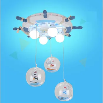 

Kindergarten retro ship rudder pendant light Villa lighting children's room bedroom lights girls LED pendant lamp ya8110
