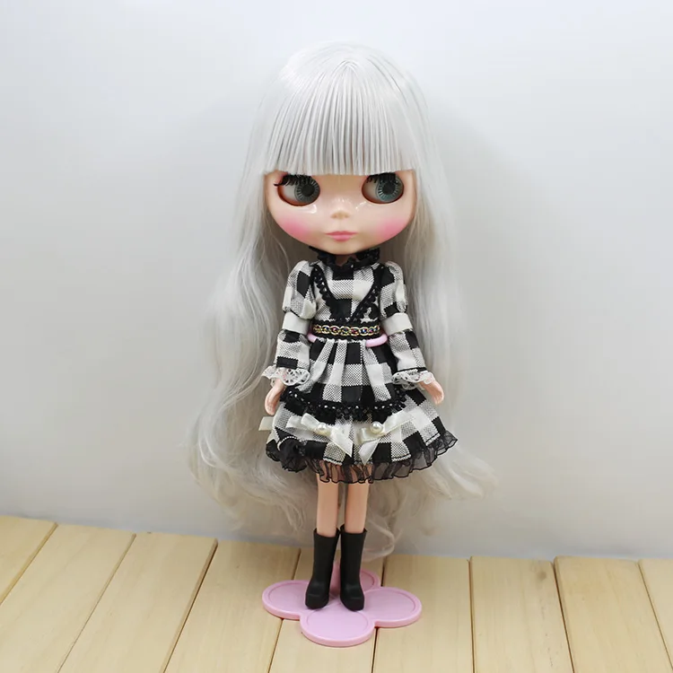 

free shipping nude blyth doll bjd neo 280BL1003 Silver Curly hair with bangs toy gift shinning face