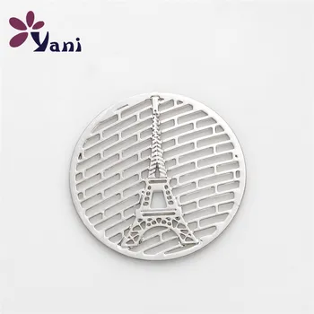 

20pcs/lot Newest Silver Eiffel Tower Window Plates Charms for Floating Locket Plates Charms Wholesale