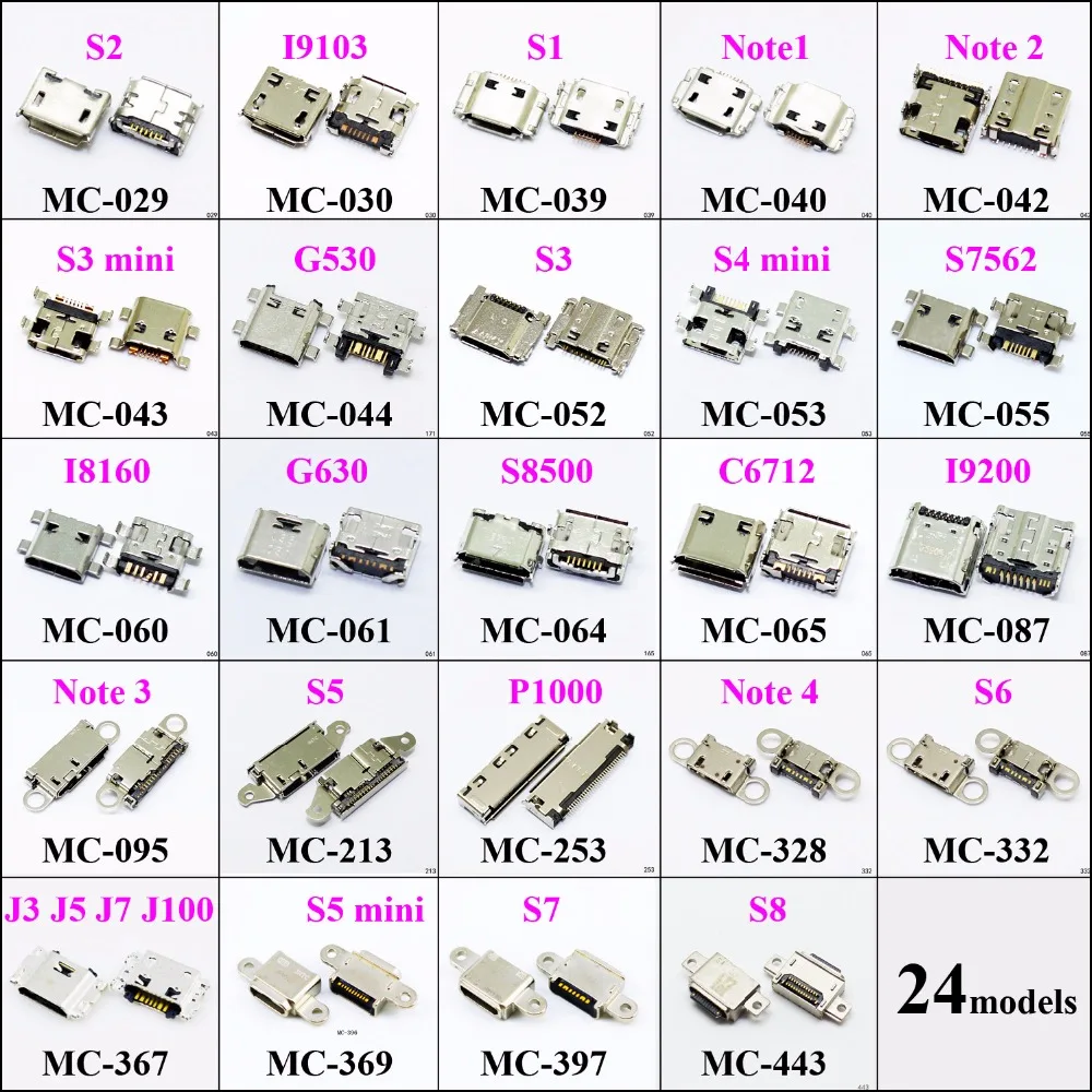 

ChengHaoRan 1pcs Micro USB Connector Socket Charging Port for Samsung NOTE3 S8500 G630 I8160 S7562 S3 I9300 S2 S6 5 4