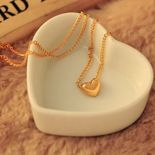 Красивый золотой цвет сердце женские нагрудник массивные цепи ювелирные изделия кулон ожерелье приятный подарок