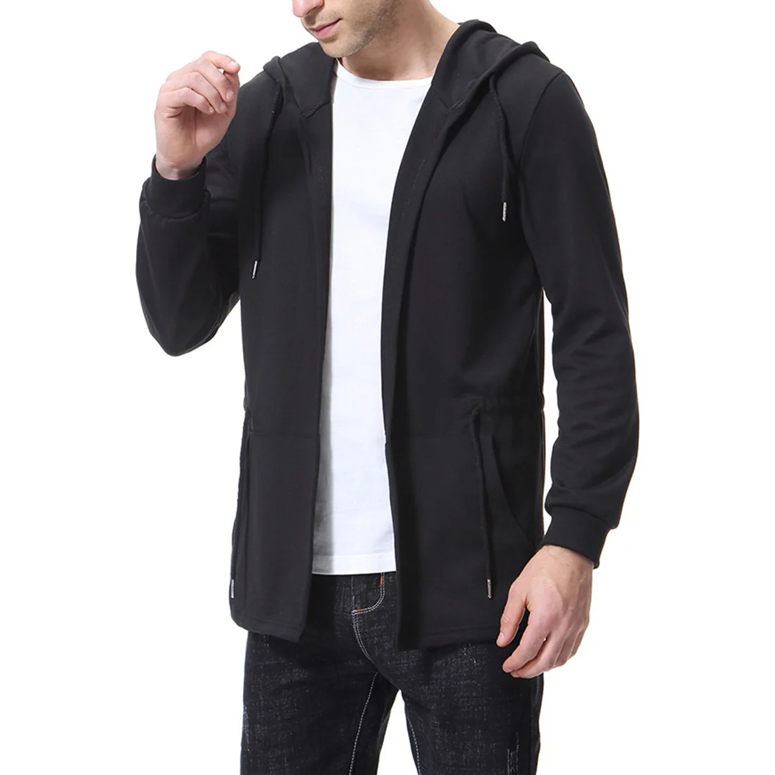 Large Size Hooded Sweatshirt Men's Hip Hop Cloak Hoodie Black Casual Sportswear Long Sleeve Men's M-5XLD045