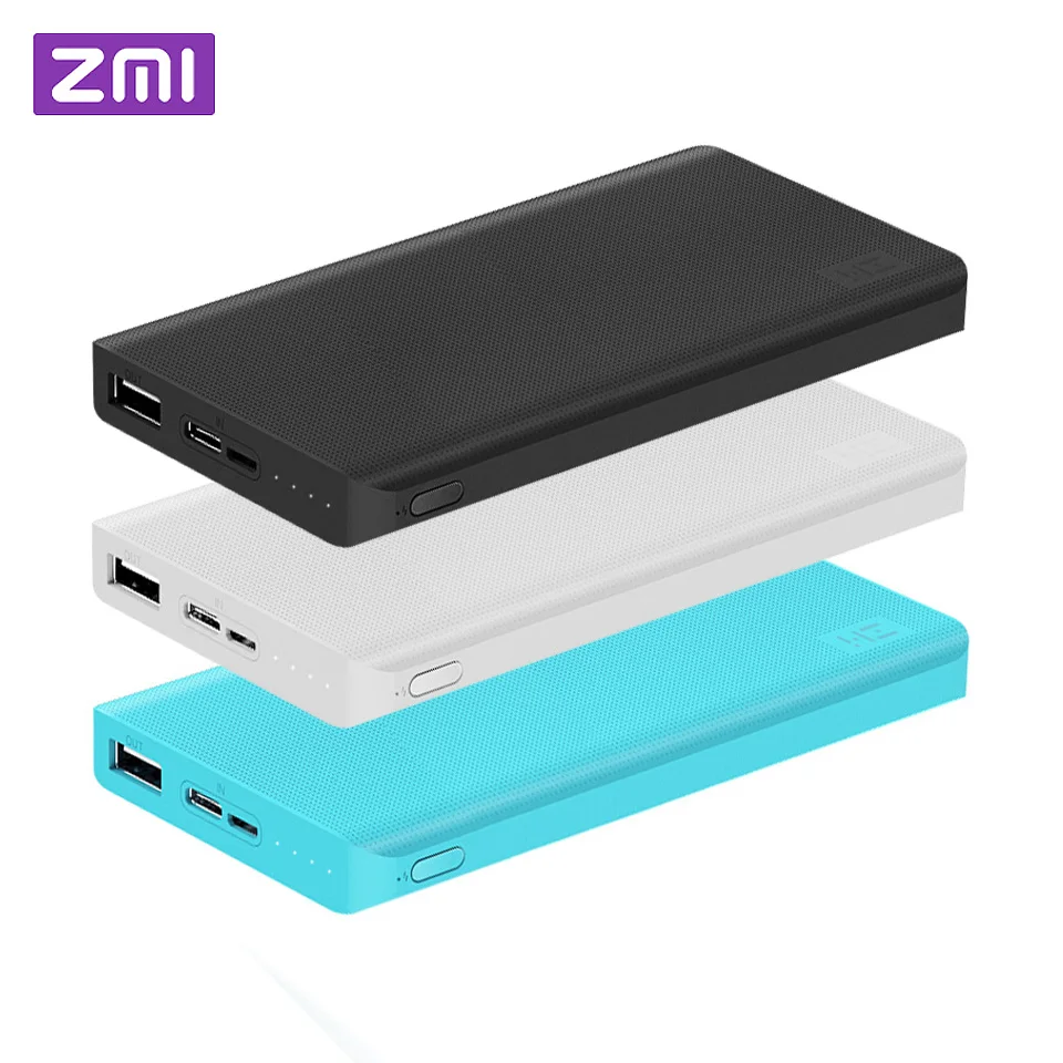 Xiaomi ZMI power Bank 10000 мАч Внешний аккумулятор Портативная зарядка Быстрая 2 0