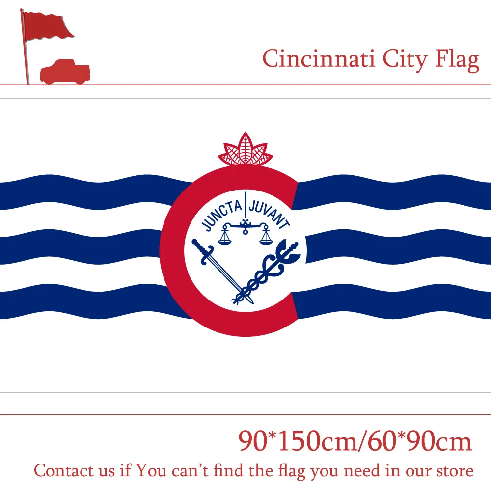 

Free shipping US 3x5 Foot Polyester Banners Cincinnati City Flag Ohio State 90*150cm 60*90cm Flag For Vote Home Decoration Event