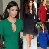 Dropshipping Top Fashion Womens Vintage V-Neck Fall Long Sleeve Rockabilly Celeb Style Keyhole Bodycon Stretch Party Dress S-XL