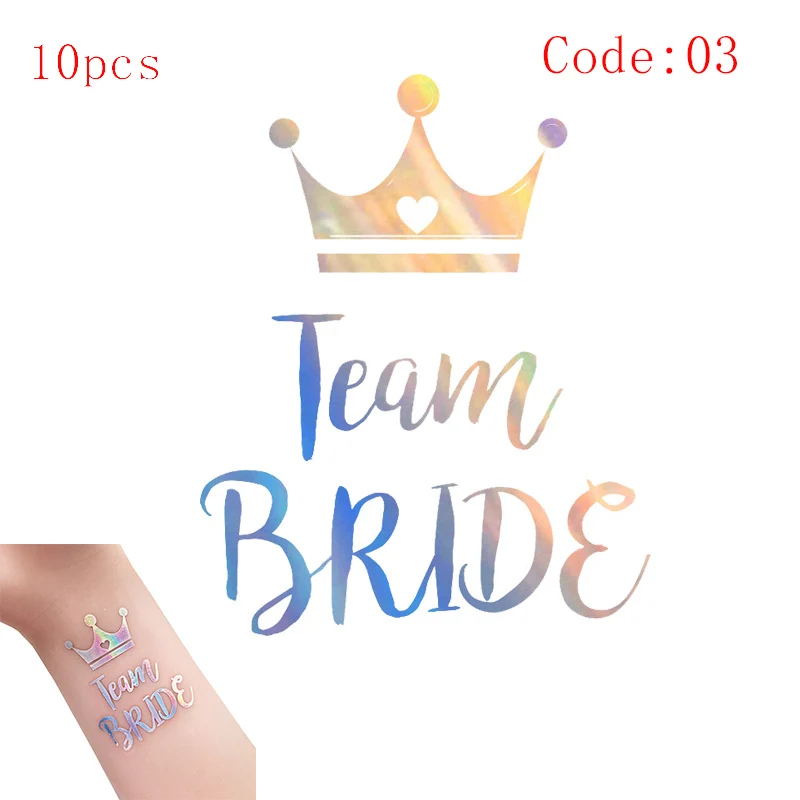 10 шт. свадебное украшение невесты to be татуировки наклейки свадебные принадлежности Команда Невесты Девичник курица вечерние Фламинго Boda - Цвет: 10pcs-code03