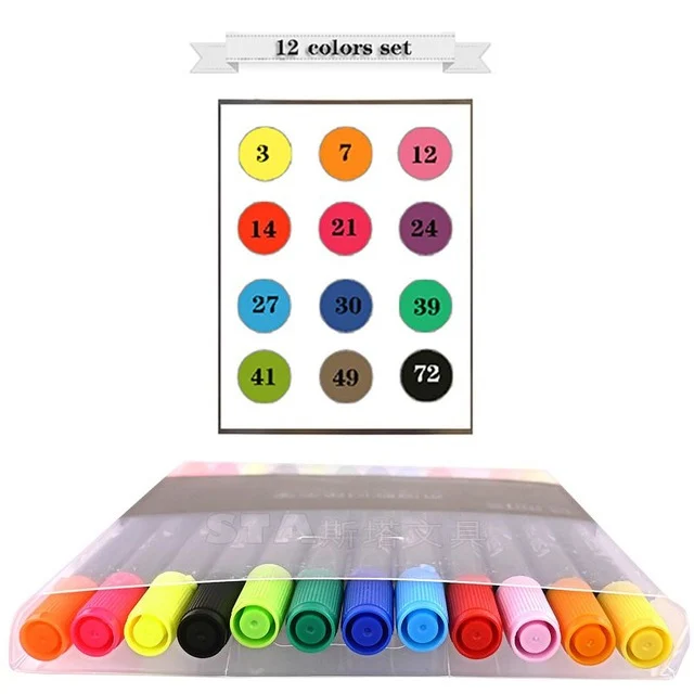 80 цветов, художественные маркеры, акварельные кисти, набор ручек, двойная головка, профессиональные маркеры для эскизов, кисть для рисования, дизайнерские товары для рукоделия - Цвет: 12 Colors Set