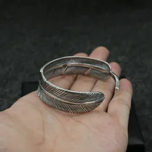 S925 стерлингового серебра Ретро тайский серебряный такахаши Горо ручной Орел браслет перо Для мужчин и Для женщин Открытые Кольца