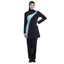 S-XL плюс Размеры женский Мусульманский купальник из двух частей с длинными рукавами купальный костюм ванный комплект с Cap Top капюшон с нагрудными вкладышами не Сталь кольцо