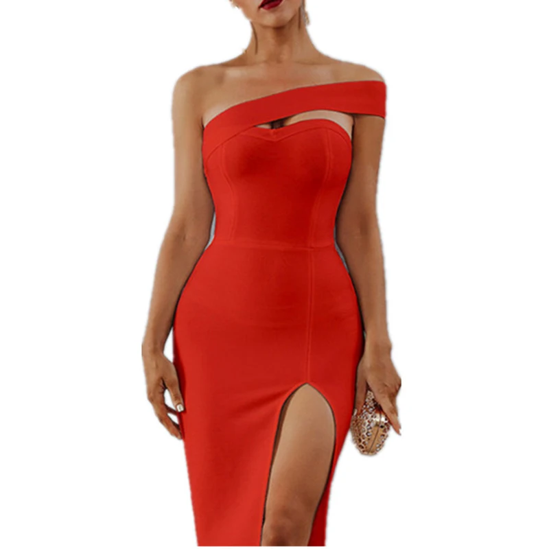 

Elegant Women's Dress Sexy Off Shoulder Split Bandeau Cocktail Party Formal Clothes Ladies Dress