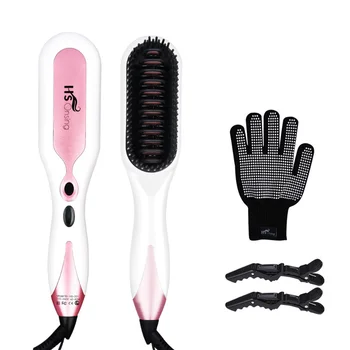 

Ceramic Hair Straightener Brush Set Fast Heating Straightening hair Electric Comb Flat Iron LED Display Anti-scald hair Brush
