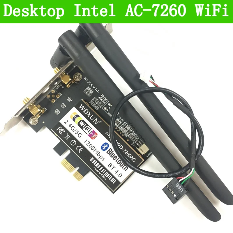 PCi Express 7260AC 2,4G/5G двухдиапазонный 7260HMW 867 Мбит/с беспроводной PCI-E Wi-Fi Bluetooth 4,0 7260 wifi карта настольная AC-7260 WLAN