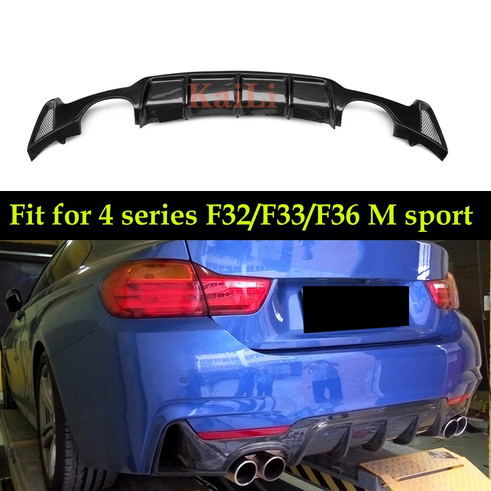 

4 Series For F32 F33 Carbon Fiber Car Rear Bumper Lip Diffuser for BMW F32 F33 F36 M Sport Bumper Only 435i 420i 2014-IN
