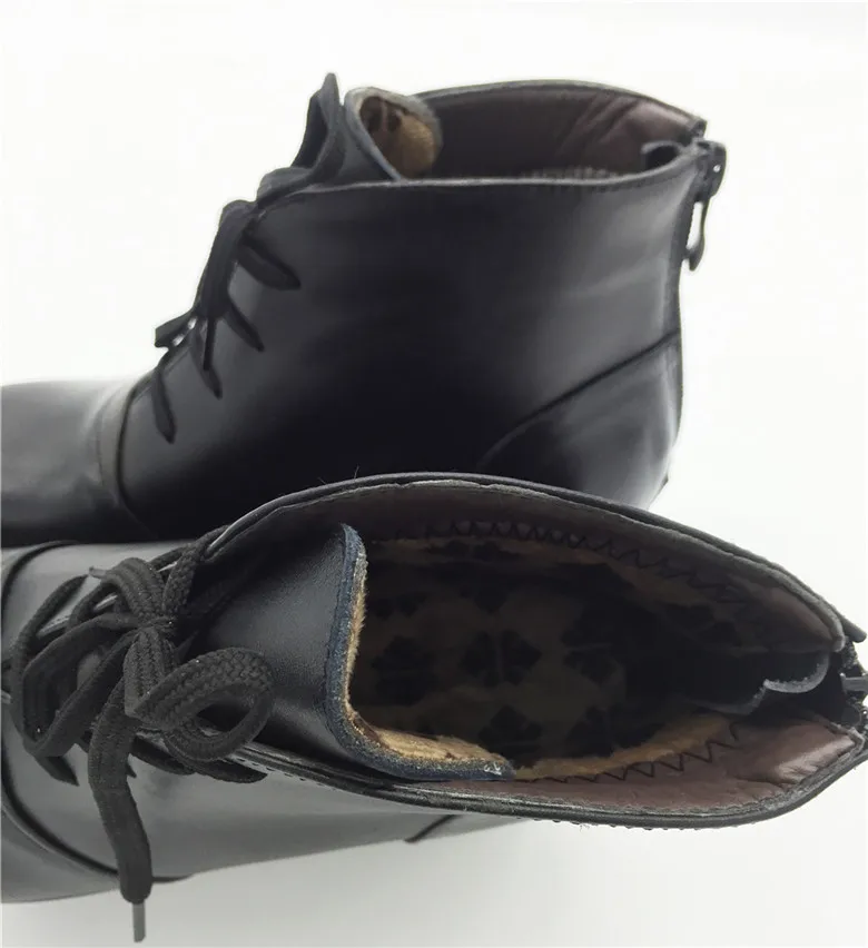 TIMETANG/однотонные женские ботинки черного цвета зимние ботинки из натуральной кожи на шнуровке теплая обувь на танкетке и платформе для танцев короткие ботинки большого размера