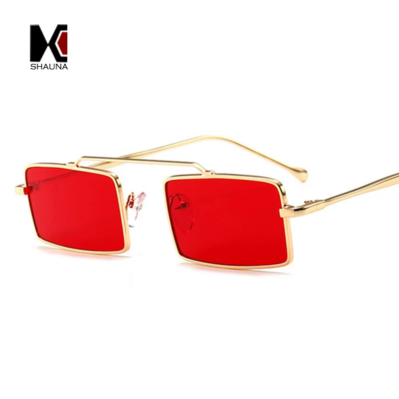 SHAUNA Wide Bridge Women Square Sunglasses Rivet Men Clear Red Green
