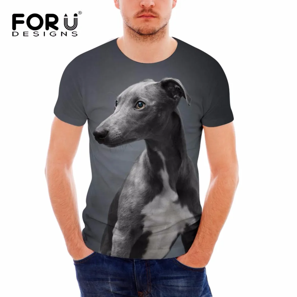 

FORUDESIGNS Men Dark Grey Italian Greyhound T-shirt Summer O-Neck Short Sleeves T-shirt Tee Tops Slim Fit Funny Dog Clothing Boy