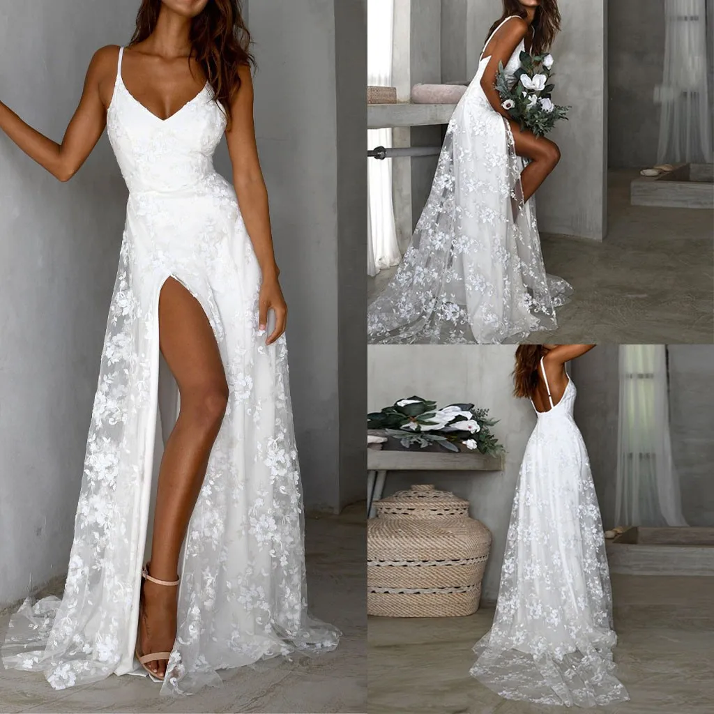 

Women Dress 2019 Fashion Women Summer Sexy Sleeveless Strap Backless V-Neck Party Long Dress