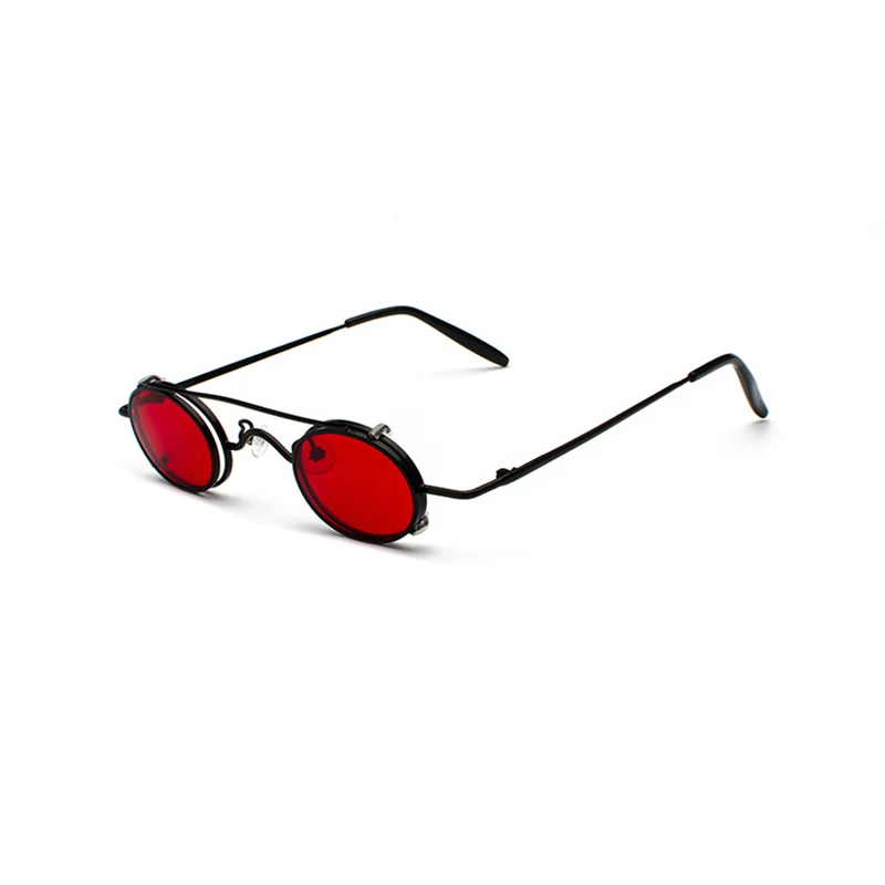 Мужские солнцезащитные очки John Lennon с двойным мостом, съемные Ретро Винтажные Модные женские маленькие круглые металлические стимпанк Солнцезащитные очки с красными линзами