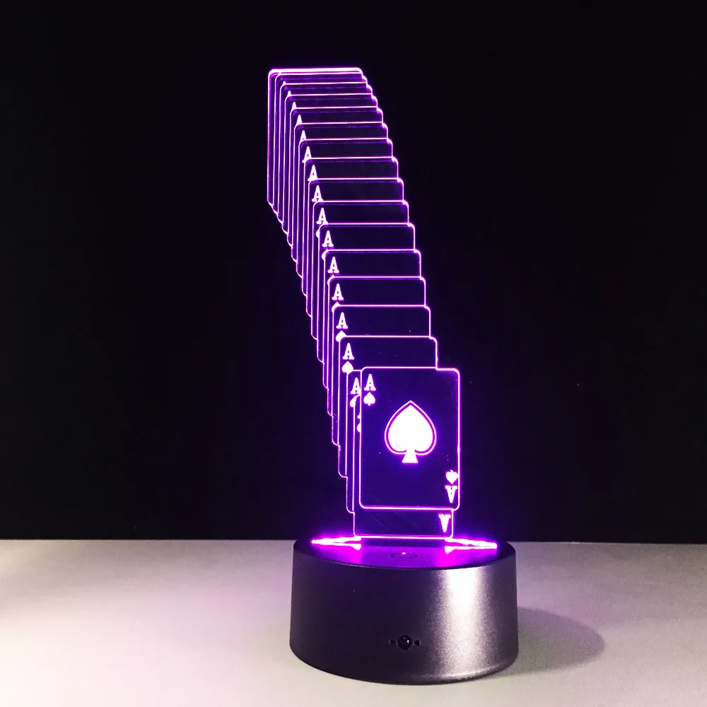 Складной покерный 3D светодиодный светильник 7 цветов сменная настольная лампа USB Батарея светодиодного светильника казино 3D иллюзия светодиодный светильник Новинка игрушка подарок