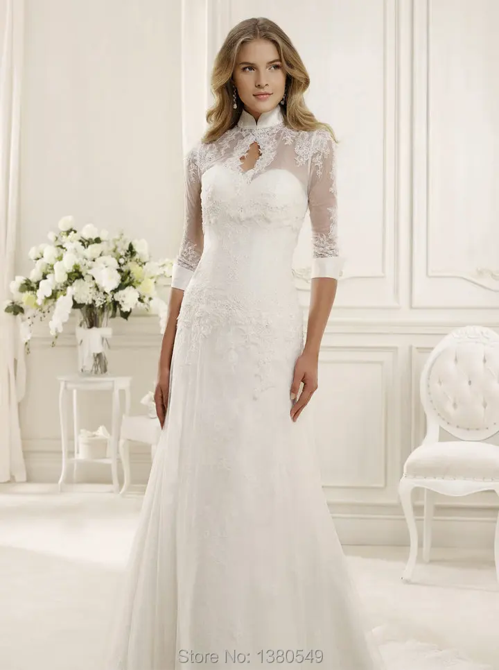 Turtleneck Wedding Dresses with Sleeves