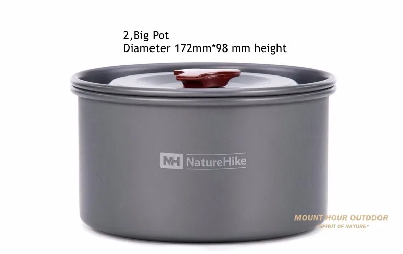 Acampamento ao ar Conjunto de Cozinha Naturehike Livre Panelas Talheres Piquenique Mochila Tigela Pote Pan Caminhadas Fogão Conjunto 2-3 Pessoas 3 High Quality Esporte e Lazer