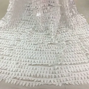 

2018 europe and america fashion 3d appliqued lace fabric white african fabric for wedding HJ634-1