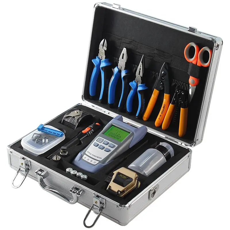 

Fiber Optic fusion splicer Tool Kit with SKL-80C Fiber Cleaver and Optical Power Meter 10MW Visual Fault Locator with toolbox