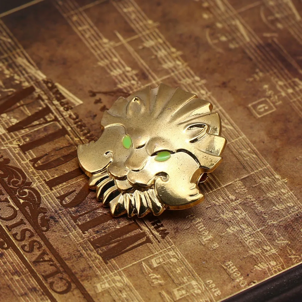 

HSIC Dota2 Brooch Pins New Lion Head Type Icon Gold Metal Courage Badge Medal Online Games Brooch For Women Men Jewelry HC12209