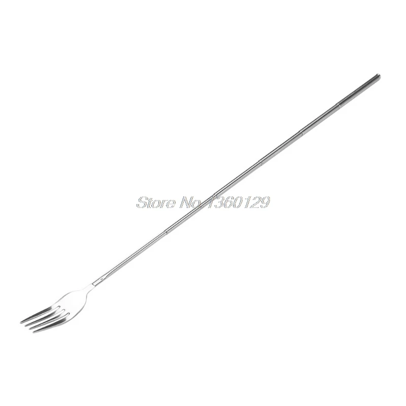 

1Pc Stainless Steel Extendable Telescopic Long Handle Fork Cutlery Food Dinner Extends Dining Tableware Kit Nov20 Dropship