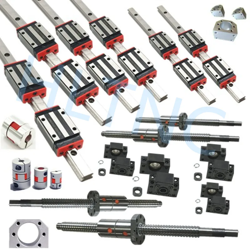

20mm HLTNC Linear guide rail carriages + DFU2005 Ball screws with DOUBLE BALLNUT and related elements for CNC machine