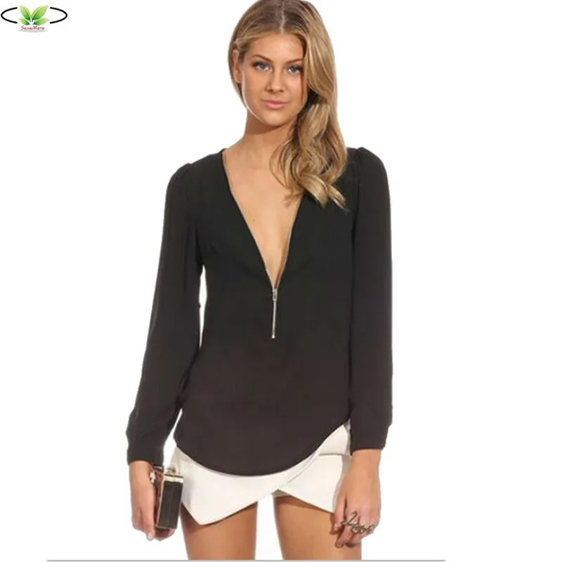 

Fashion summer women blouses 2019 Solid Candy Color Long Sleeve Chiffon blouse Plus size Loose Work Casual Shirts White Tops