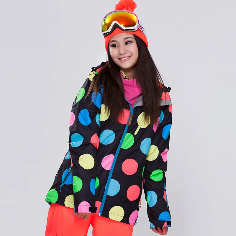 

2016 new Female outdoor authentic Korean waves point new professional single board waterproof windproof ski jacket warm cost