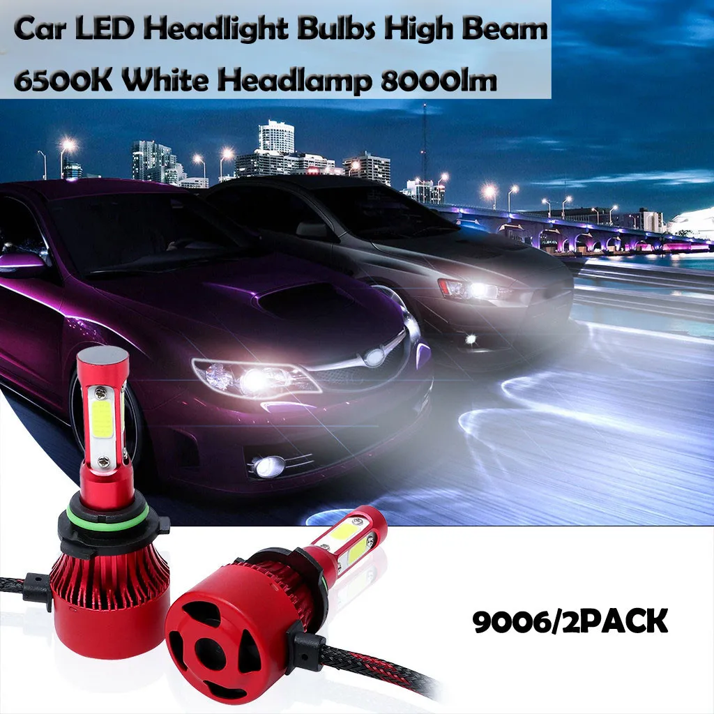 H7 Headlight Bulbs LED Cool White 6000K for High Beam/Low Beam 4 Side COB Chips 12000 Lumens Bright 6K Auto Car Head Lamp Kit