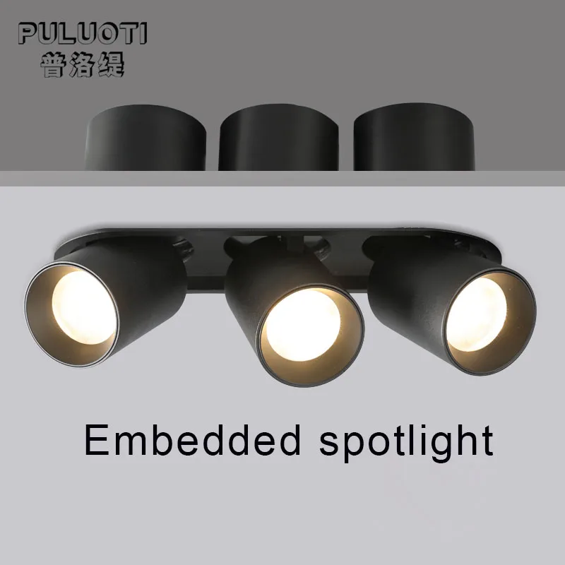 

PULUOTI Embedded LED ceiling spotlight three head 3x12W 85-265v for home indoor commercial lighting