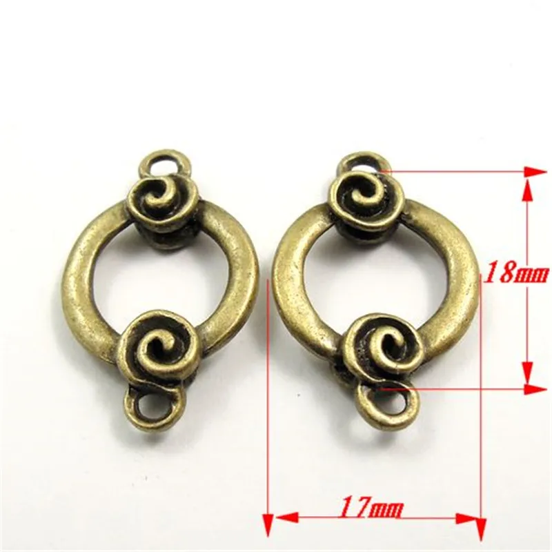 

Antique Style Bronze Tone Circle Connector Alloy Charm Pendants 35pcs 18*17*5mm