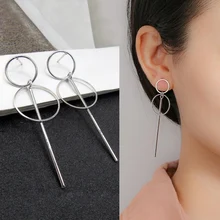エレガントな幾何学ラウンドサークルフープイヤリングダブル中空サークルファッションイヤリング女性のためのステートメントジュエリー絶妙なギフ(China)
