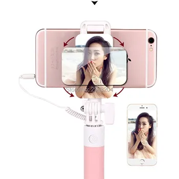 

2pcs/lot New Selfie Stick with 360 Degree rotation and Rear Mirror, Extendable Monopod for iPhones, Android Smart Phones