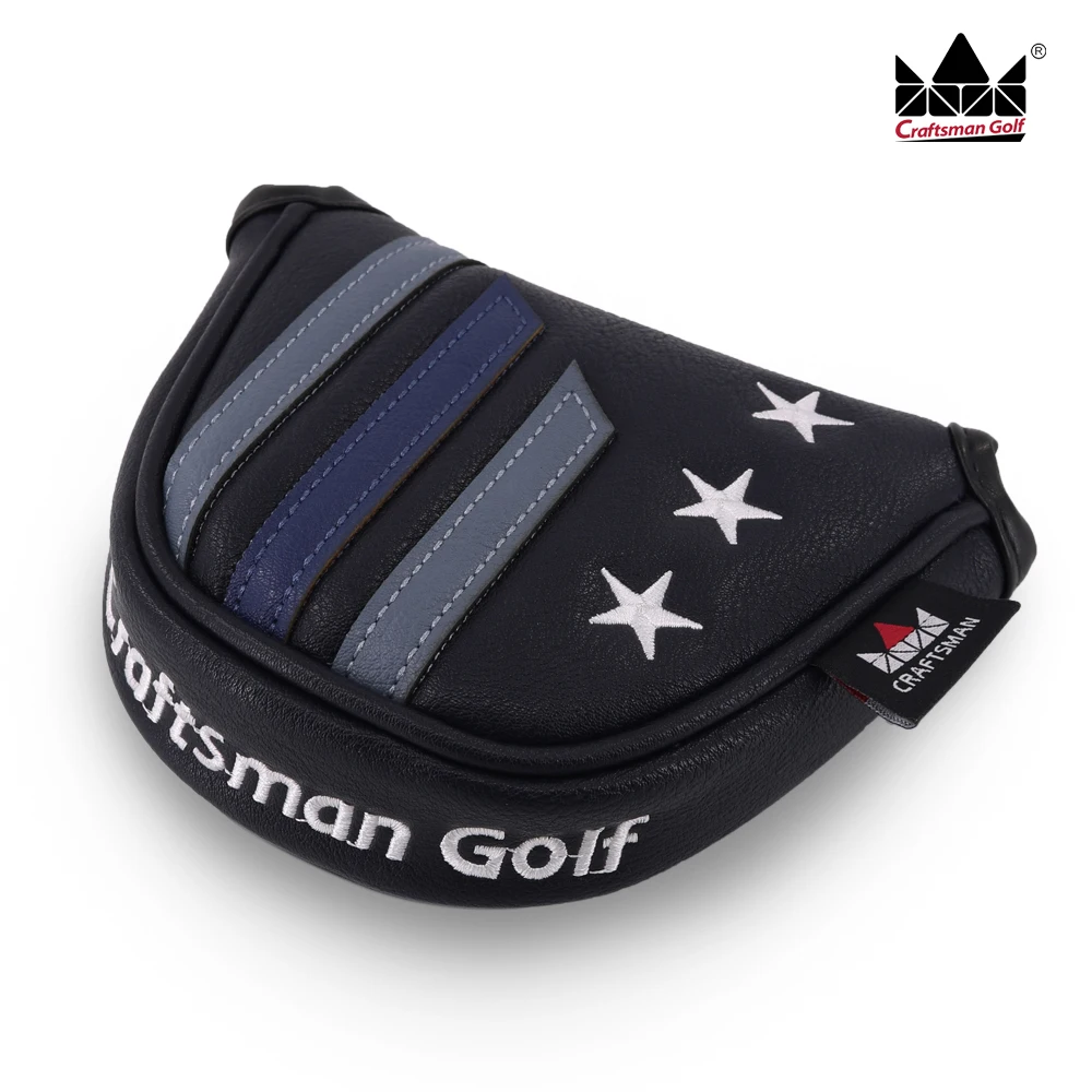 Craftsman Golf Mallet Putter Cover Black & Star Stripe Retro Golf