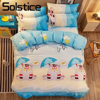 

Solstice Home Textile Bedding Set Kid Teen Boy Girl Lovely Cat Kitty Linen Duvet Cover Pillowcase Bed Sheet King Queen Twin Full
