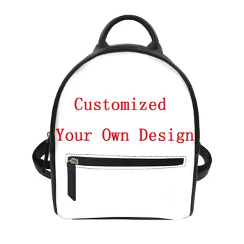 

THIKIN Shoulder Backpacks Women Customized Your Own Design Mini Backpack Ladies PU Leather Bagpack for Females Back Pack Bolsa