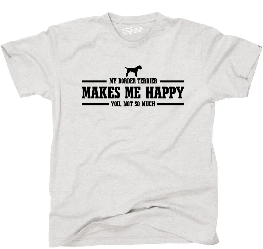 

Cotton T-Shirt Fashion T Shirt TWILMH T-Shirt Hund Hunde MY BORDER TERRIER MAKES ME HAPPY WILSIGNS Siviwonder Tee Shirt
