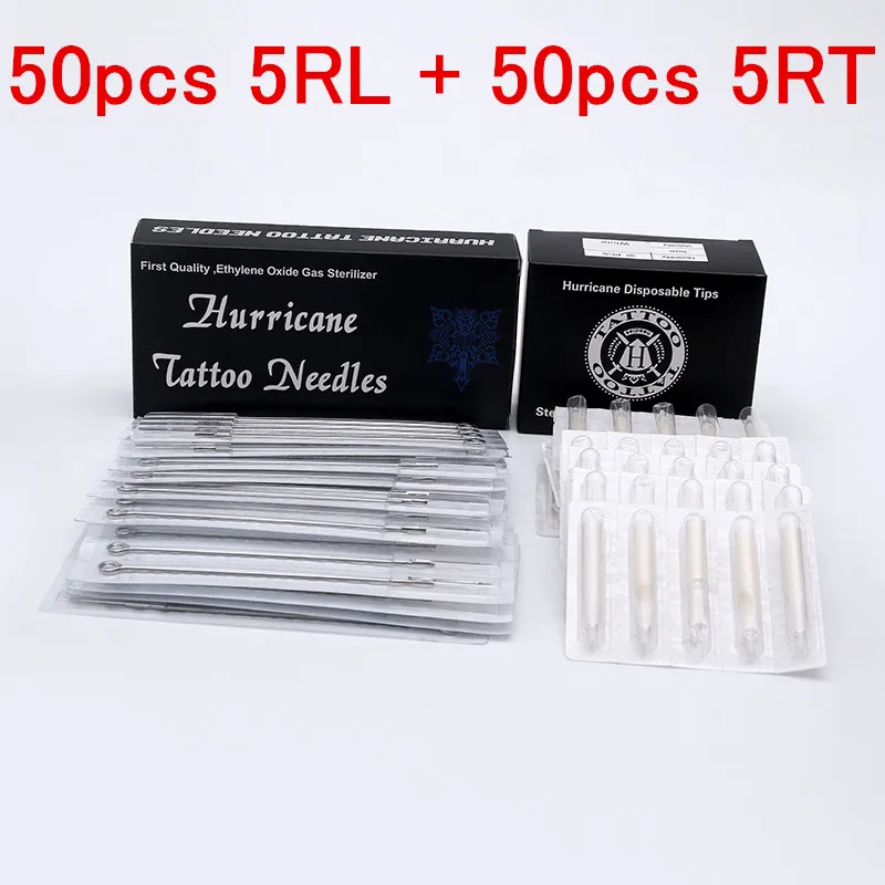 

5RL+5RT 50pcs Disposable Tattoo Needles and 50 Matched Tips tattoo needle with tips tattoo kit free shipping