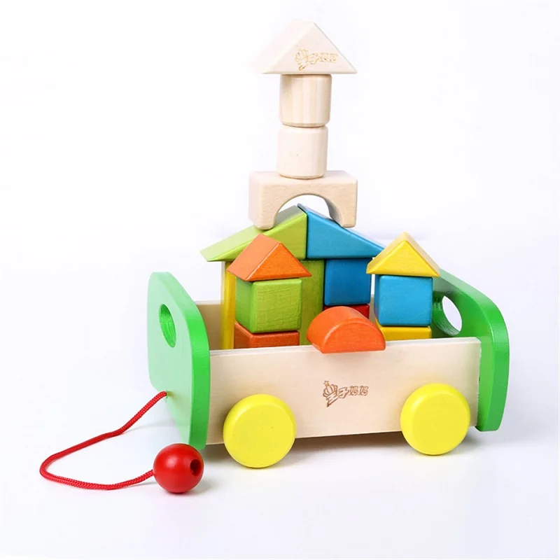 

Wooden Toy Big Building Block Set 17PCS Kid's Soft Montessori cube Educational Classic toys high quality gift for infant