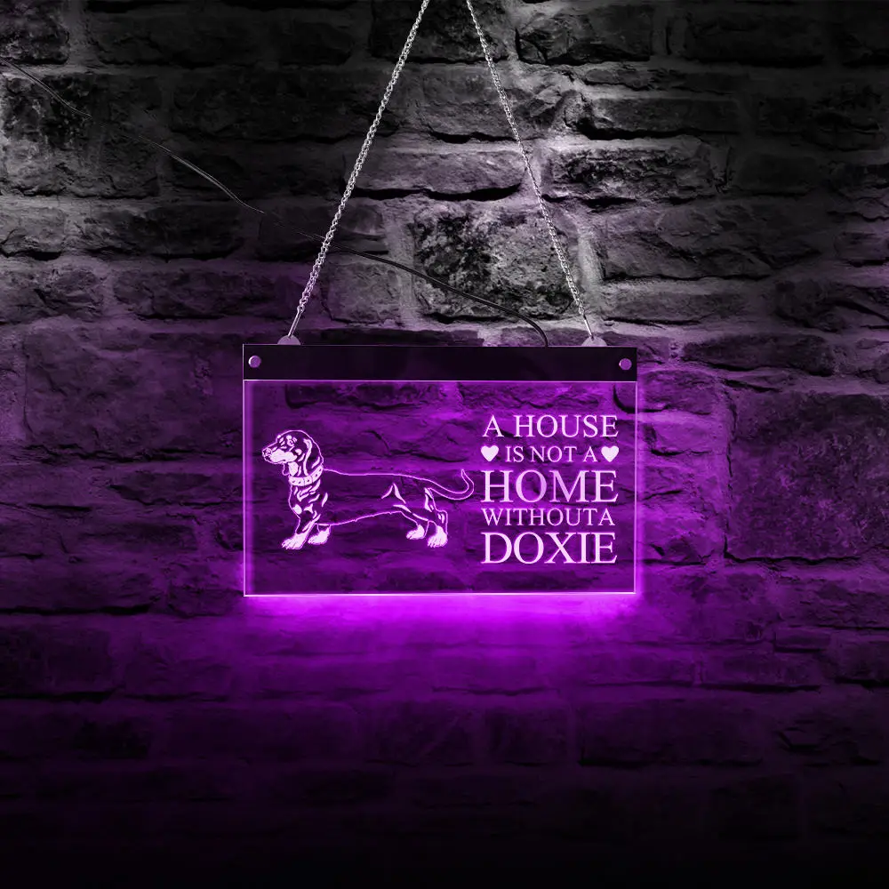 Такса собака светодиодный неоновый знак дом не без Doxie Pet Shop освещенный дисплей