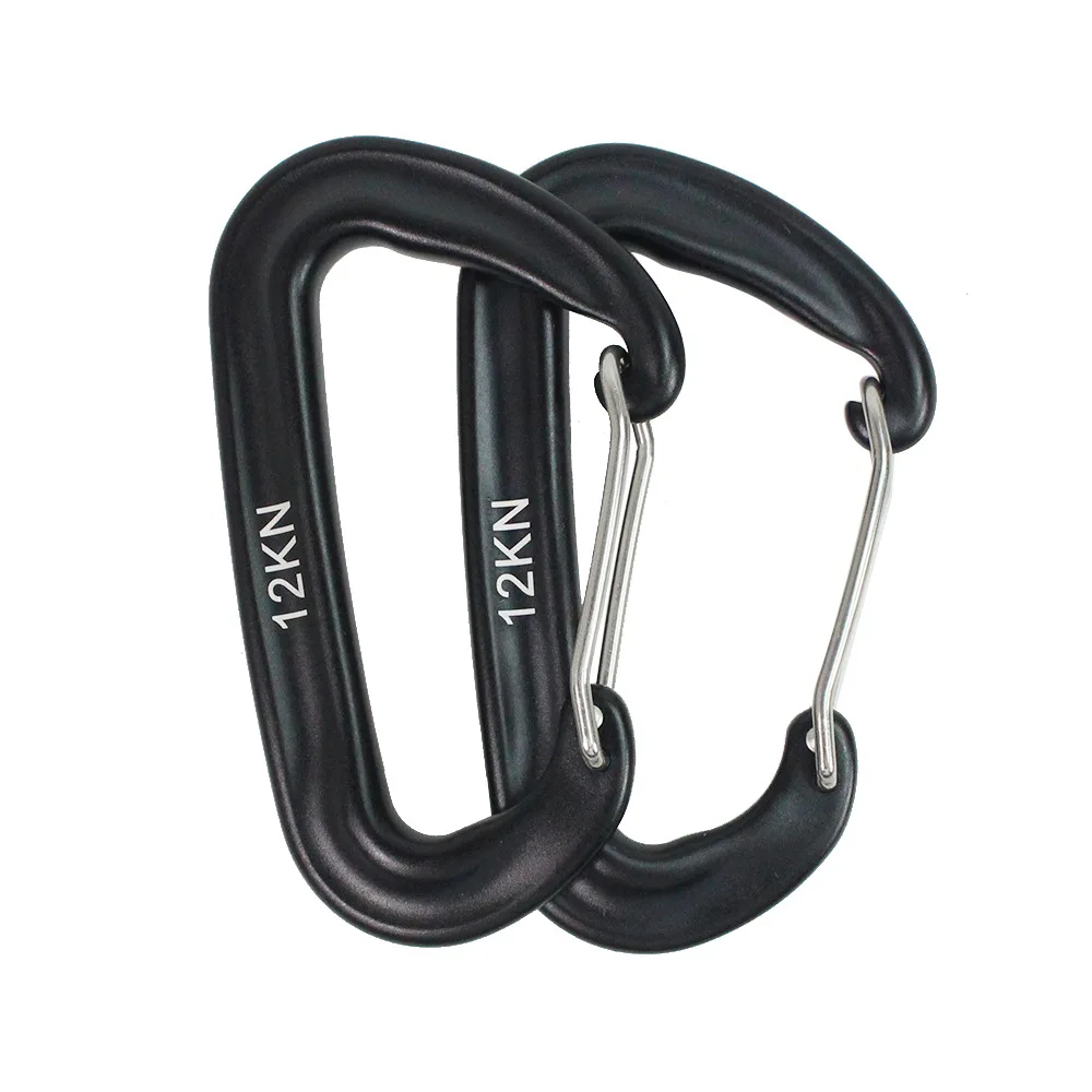 Climbing Carabiner Climbing Buckle Professional Climbing Carabiner D Shape Mountaineering Buckle Hook 12KN Safety Lock Outdoor Climbing Equipment Accessory