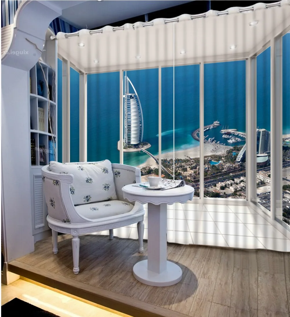 

High quality custom 3d curtain fabric balcony curtains