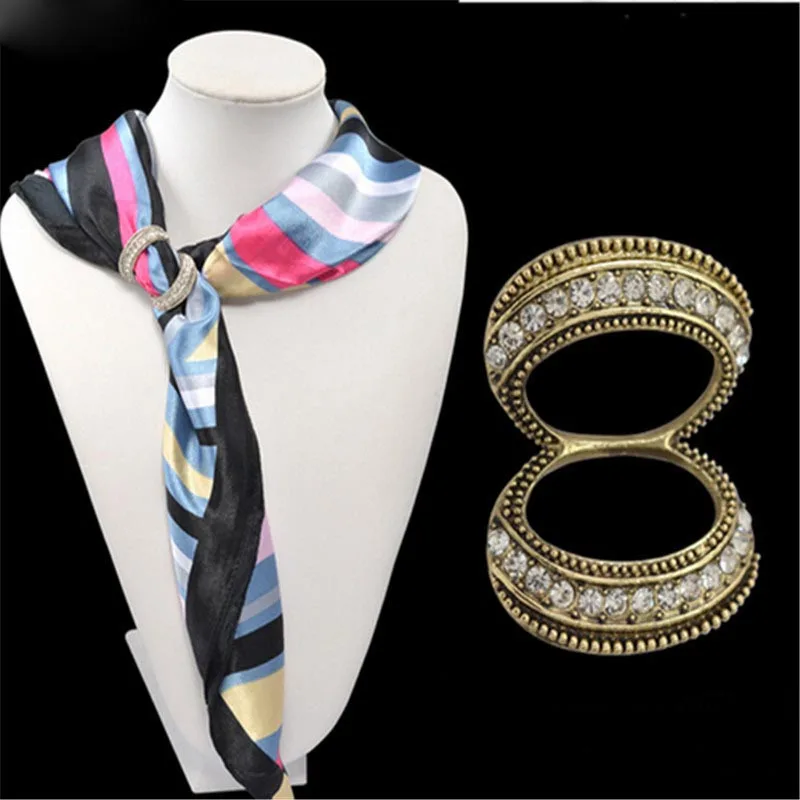 Женская шаль кольцо на заказ шарф с застежкой из кристалла и шелка|buckle brooch|scarf