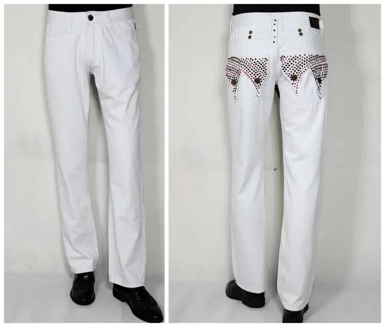 2016,new style robin jeans,American fashion brand, white robins jeans,black and red crystal