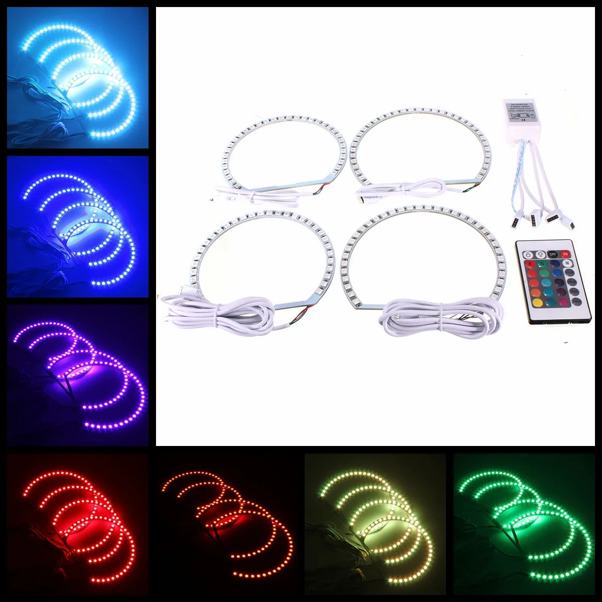 4 шт. для BMW E46 3 5 7 серии 2x146 мм+ 2x131 мм 5050 42SMD RGB светодиодный светильник ангельские глазки головной светильник с Halo кольцом комплект дистанционного управления