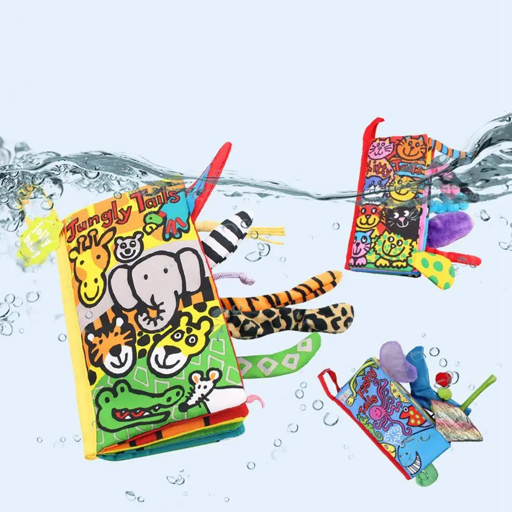 

JOLLYBABY Soft Cloth Books -Funny Animal Tails Cloth book Baby Toy Cloth Development Books for 3~24 Month Baby (Fishy Tails)